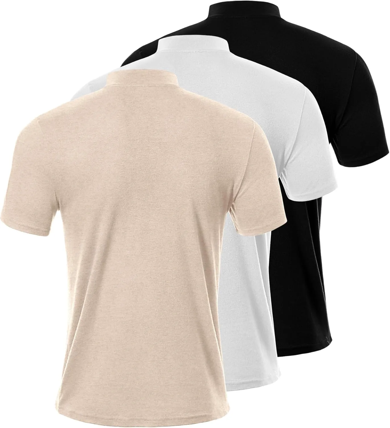 Ficerd 3 Pack Men's Mock Neck T Shirts, Cotton Short Sleeve Turtleneck Tee Shirts Slim Fit Basic Casual Solid Undershirt Tops