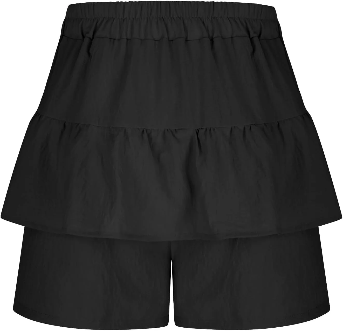 Flowy Shorts for Women Trendy Ruffle Tiered Tummy Control Mini Skirts Dressy Casual Plain High Waisted Pleated Skorts