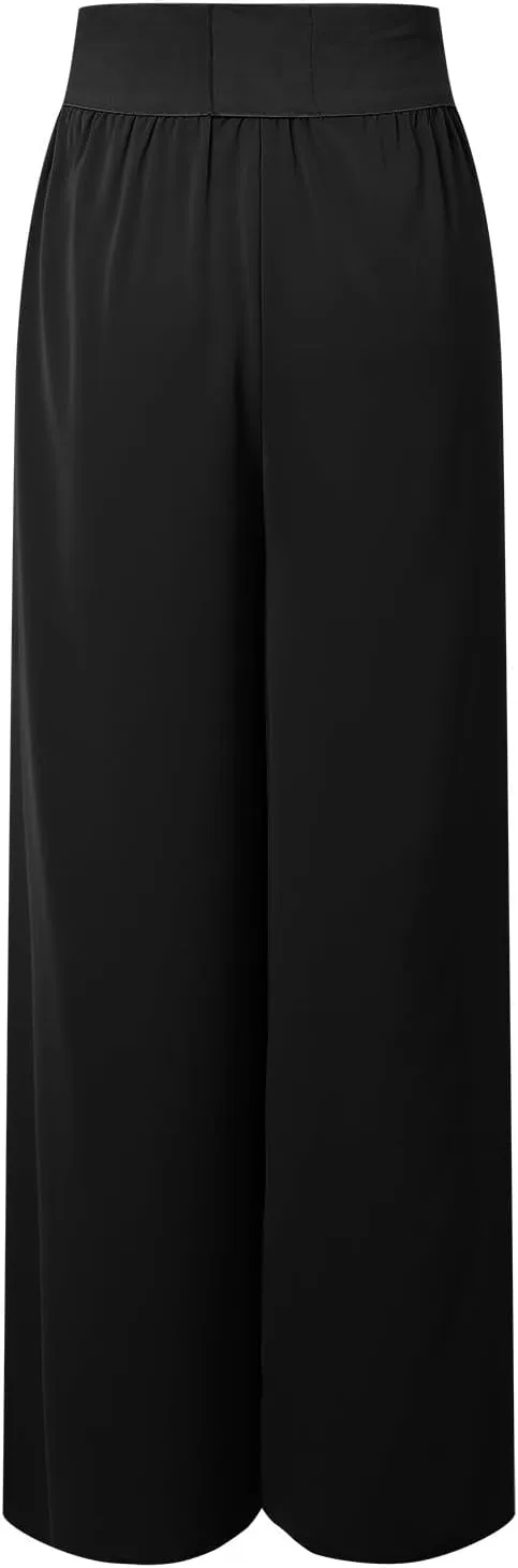 Flowy Wide Leg Pants for Women High Waisted Split Yoga Pants Loose Casual Palazzo Pants Stretch Dress Lounge Beach Pants