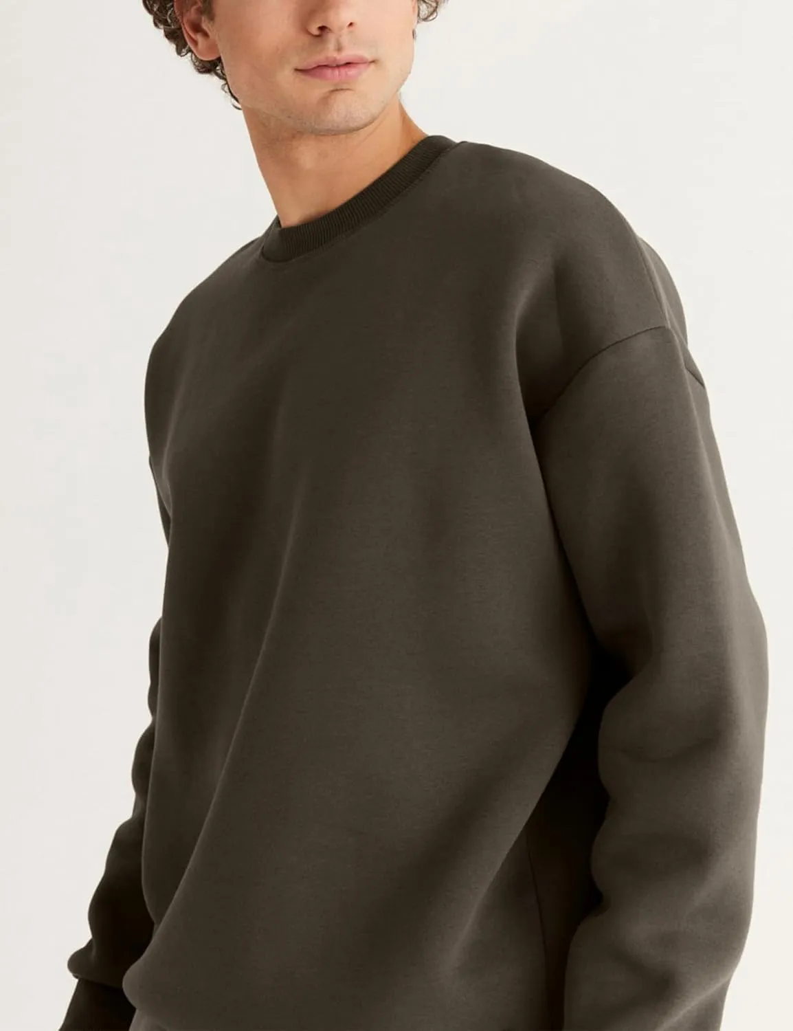 Flygo Mens Crewneck Sweatshirt Fleece Pullover Top Oversized Casual Long Sleeve Sweatshirts Sweater Fashion Streetwear