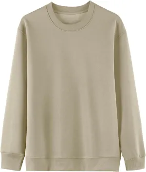 Flygo Mens Crewneck Sweatshirt Fleece Pullover Top Oversized Casual Long Sleeve Sweatshirts Sweater Fashion Streetwear