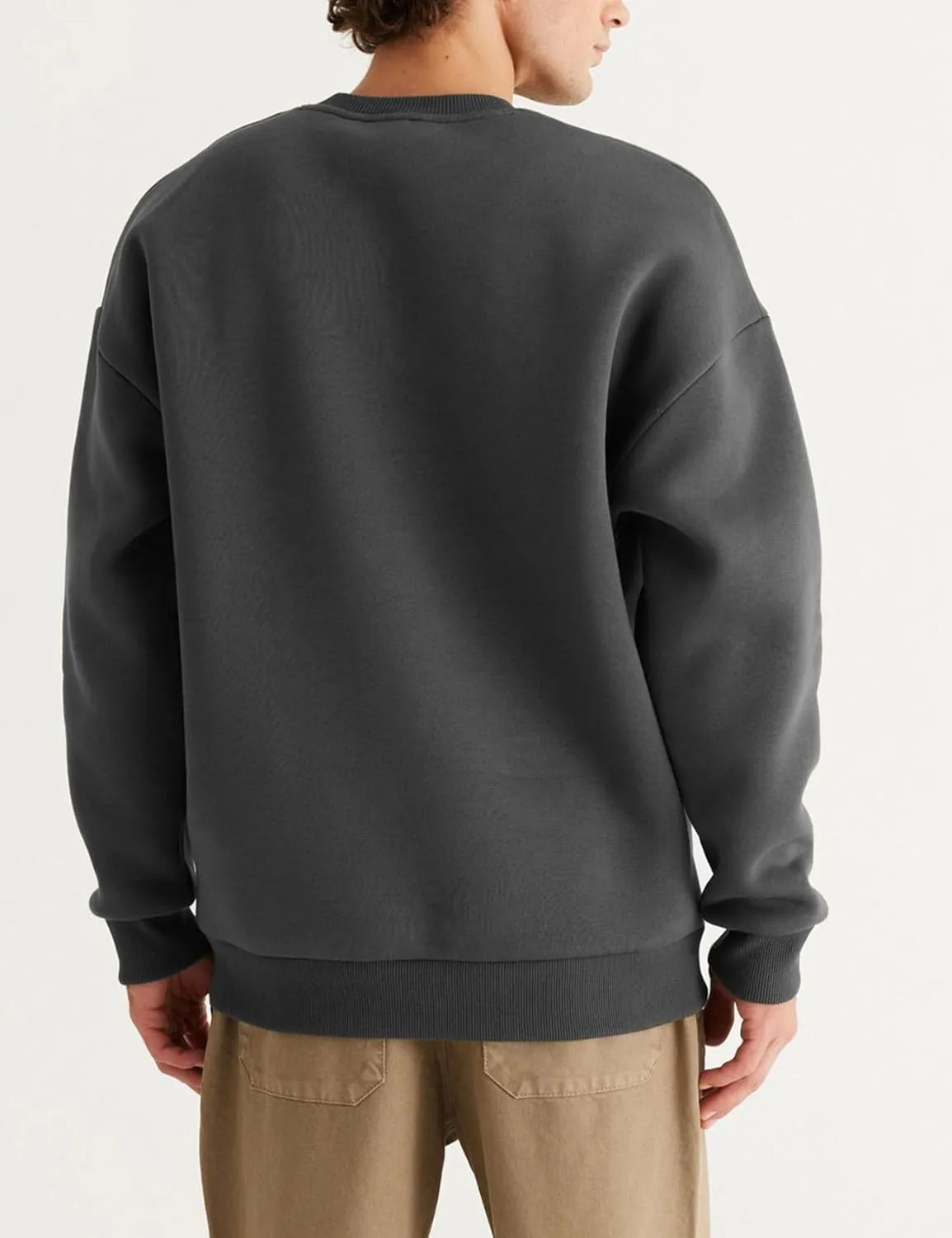 Flygo Mens Crewneck Sweatshirt Fleece Pullover Top Oversized Casual Long Sleeve Sweatshirts Sweater Fashion Streetwear