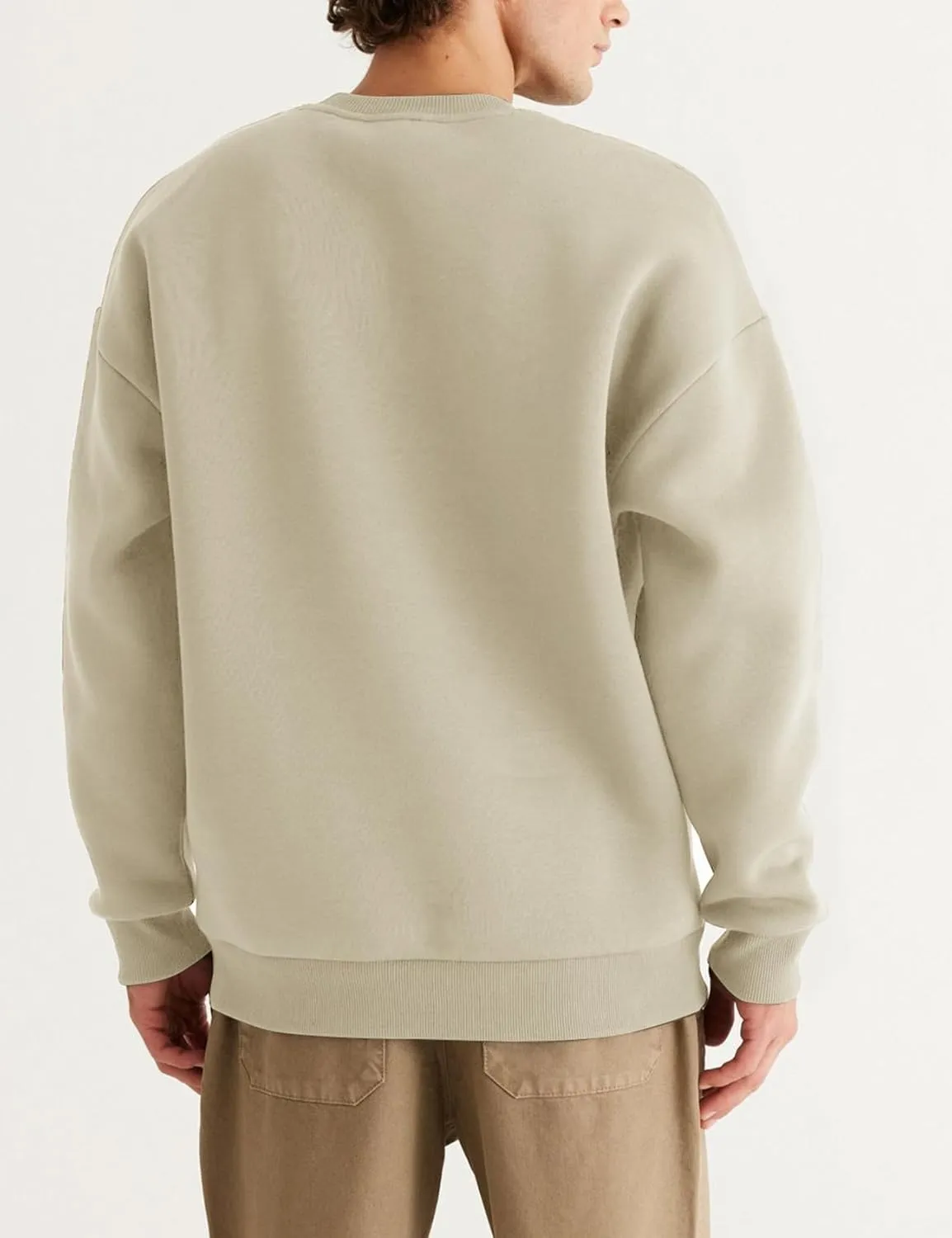 Flygo Mens Crewneck Sweatshirt Fleece Pullover Top Oversized Casual Long Sleeve Sweatshirts Sweater Fashion Streetwear