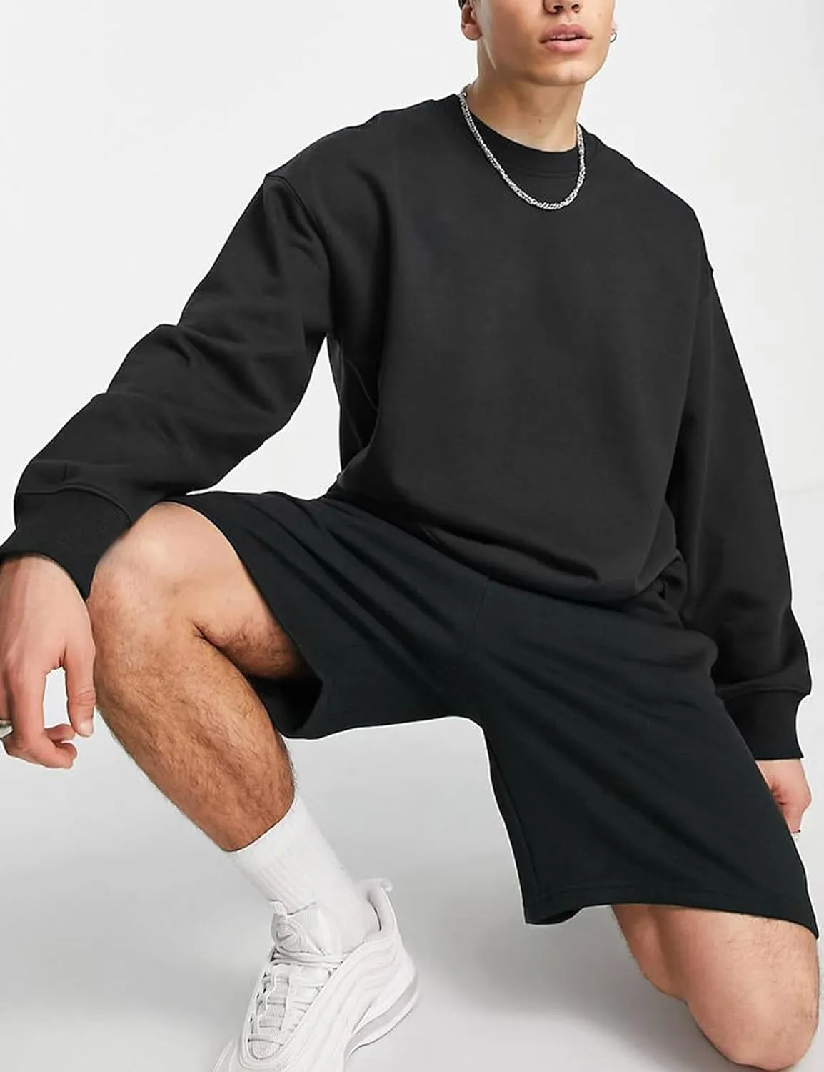 Flygo Mens Crewneck Sweatshirt Fleece Pullover Top Oversized Casual Long Sleeve Sweatshirts Sweater Fashion Streetwear