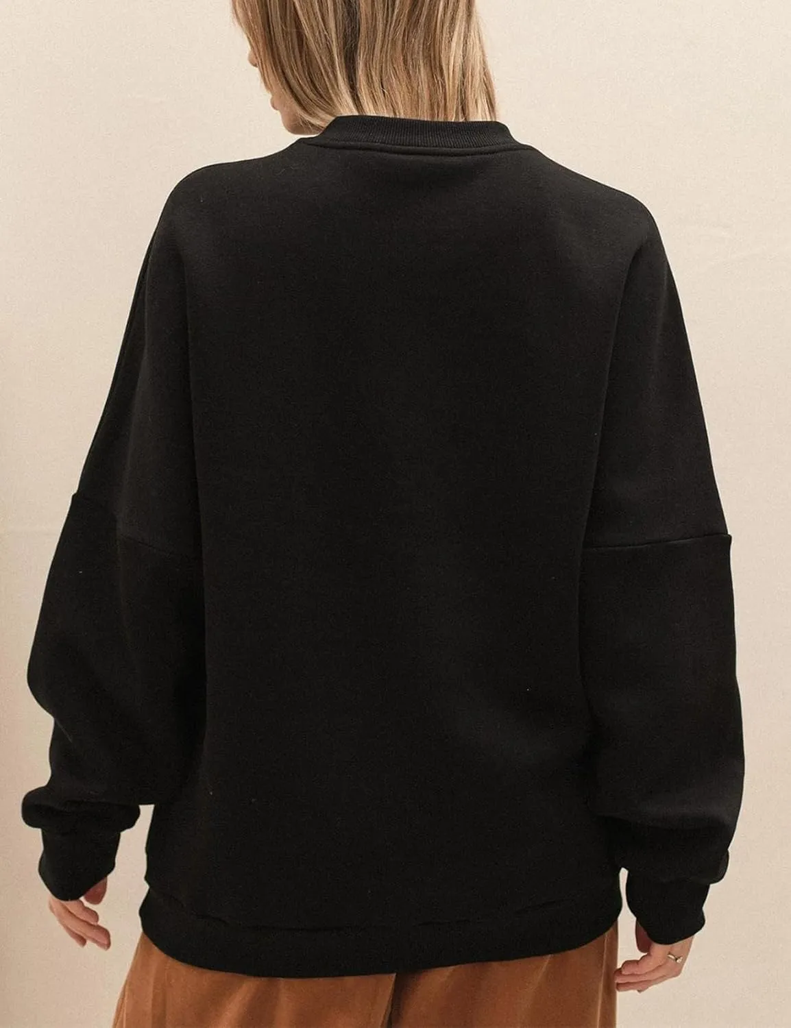 Flygo Mens Crewneck Sweatshirt Fleece Pullover Top Oversized Casual Long Sleeve Sweatshirts Sweater Fashion Streetwear