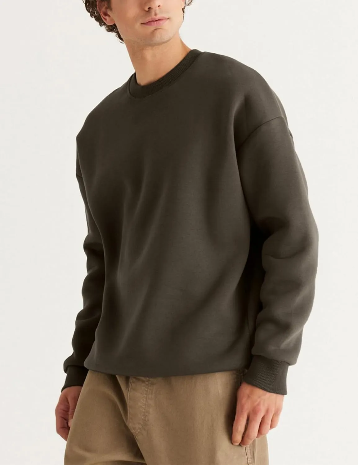 Flygo Mens Crewneck Sweatshirt Fleece Pullover Top Oversized Casual Long Sleeve Sweatshirts Sweater Fashion Streetwear