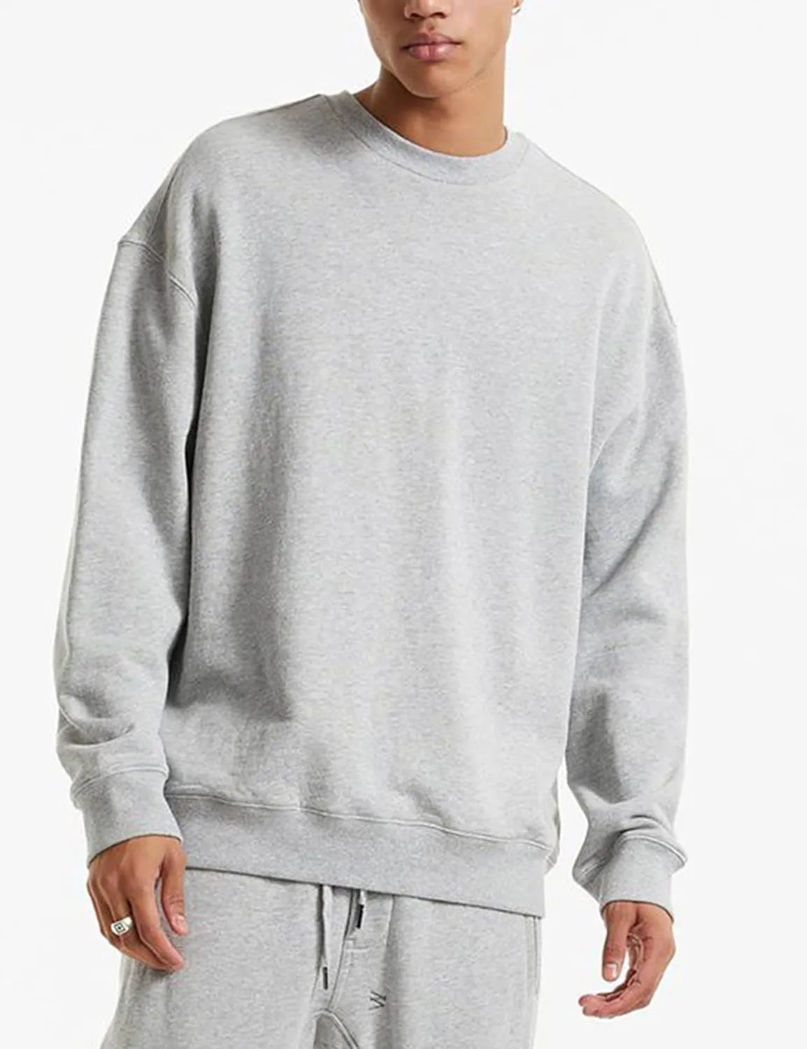 Flygo Mens Crewneck Sweatshirt Fleece Pullover Top Oversized Casual Long Sleeve Sweatshirts Sweater Fashion Streetwear