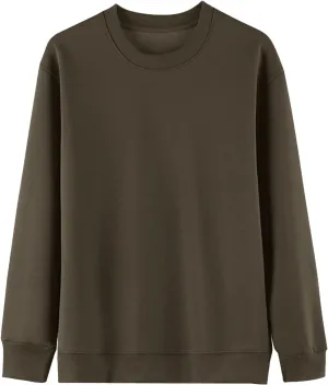 Flygo Mens Crewneck Sweatshirt Fleece Pullover Top Oversized Casual Long Sleeve Sweatshirts Sweater Fashion Streetwear
