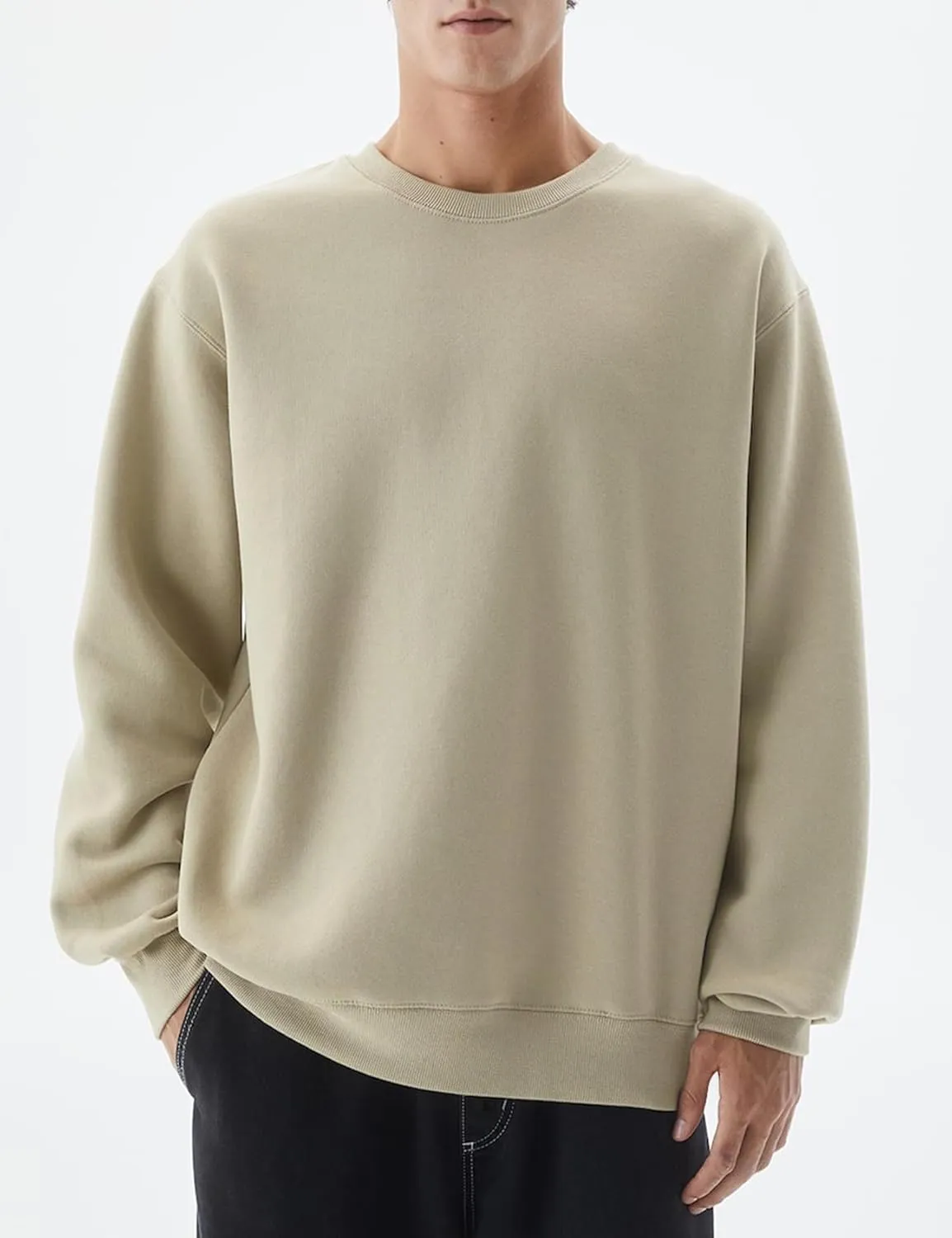 Flygo Mens Crewneck Sweatshirt Fleece Pullover Top Oversized Casual Long Sleeve Sweatshirts Sweater Fashion Streetwear