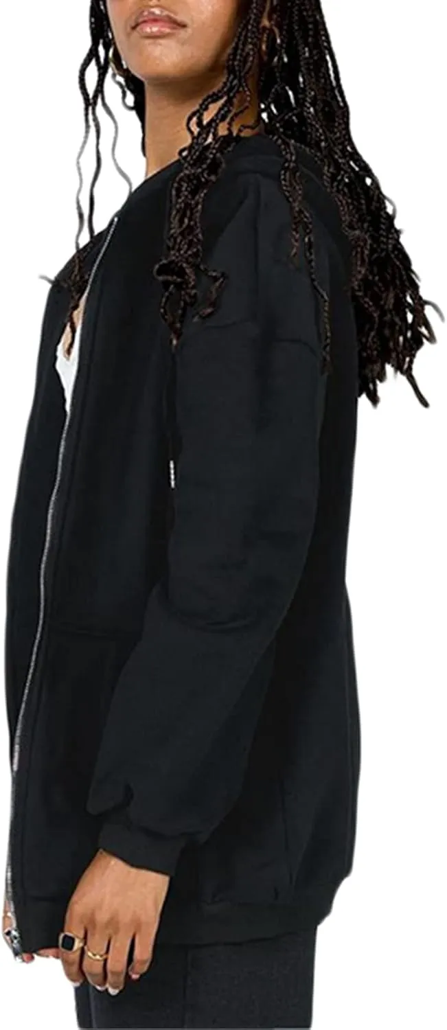 Franhais Womens Zip Up Oversized Hoodies Y2k Long Sleeve Drawstring Vintage Sweatshirts Aesthetic Pullover JacketStreetwear