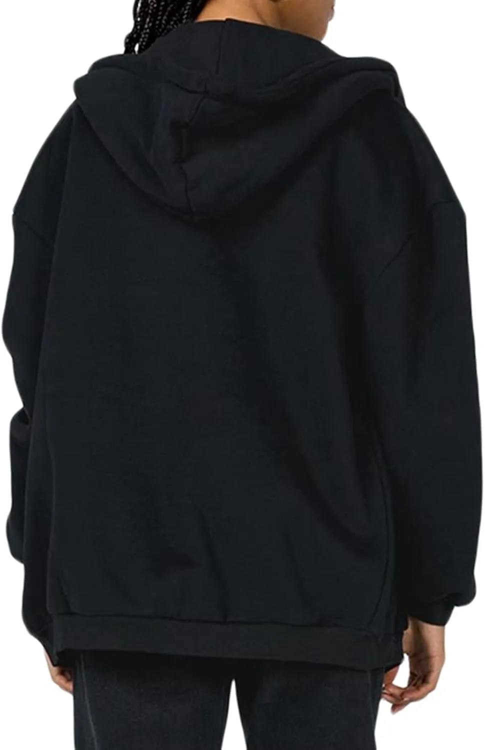 Franhais Womens Zip Up Oversized Hoodies Y2k Long Sleeve Drawstring Vintage Sweatshirts Aesthetic Pullover JacketStreetwear