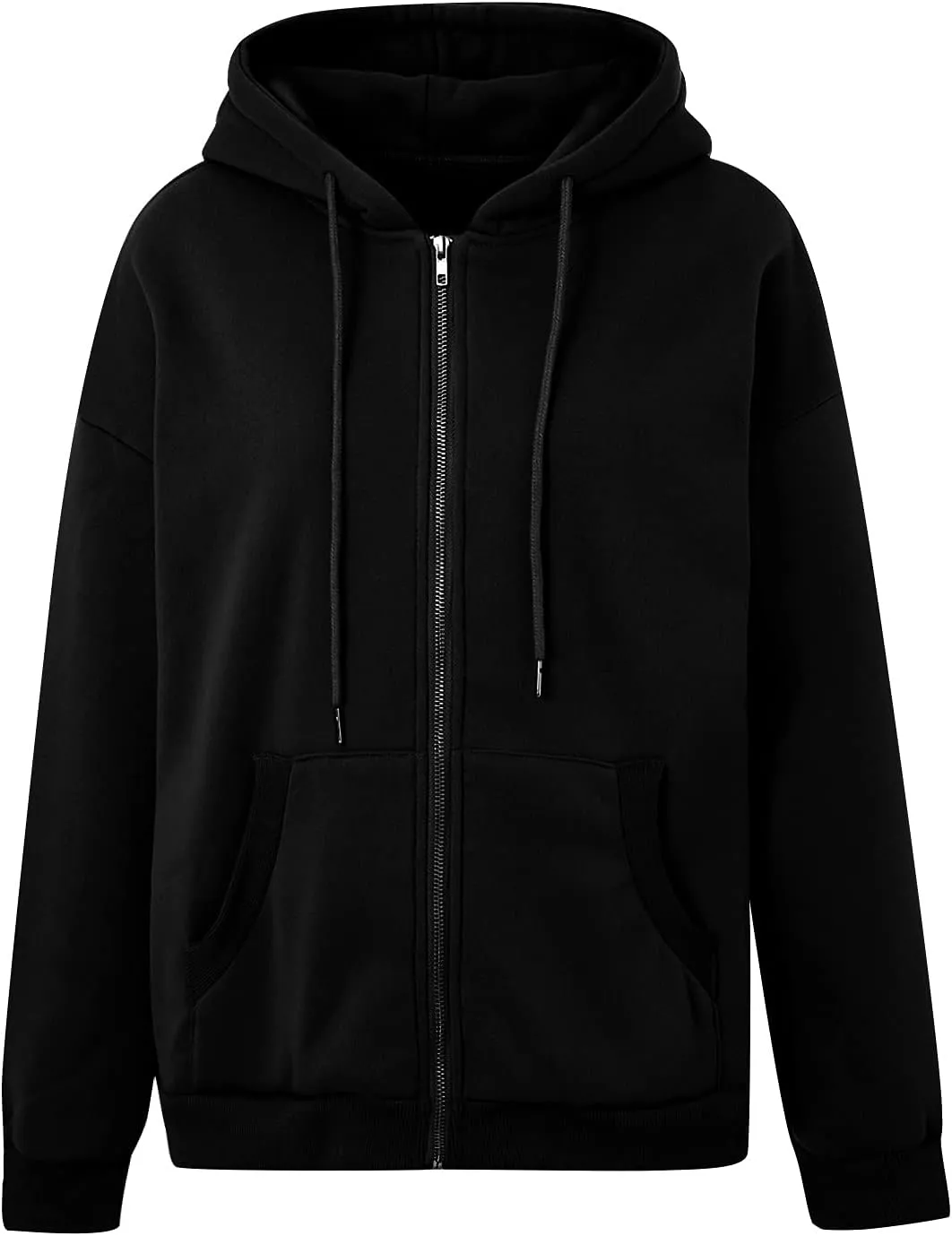 Franhais Womens Zip Up Oversized Hoodies Y2k Long Sleeve Drawstring Vintage Sweatshirts Aesthetic Pullover JacketStreetwear