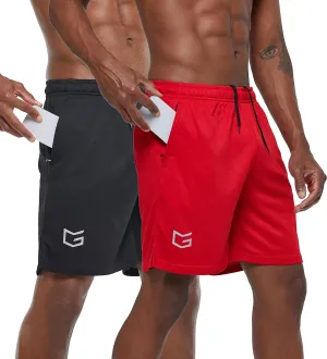G Gradual Men's 2 Pack 7" Workout Running Shorts Quick Dry Lightweight Gym Shorts with Zip Pockets