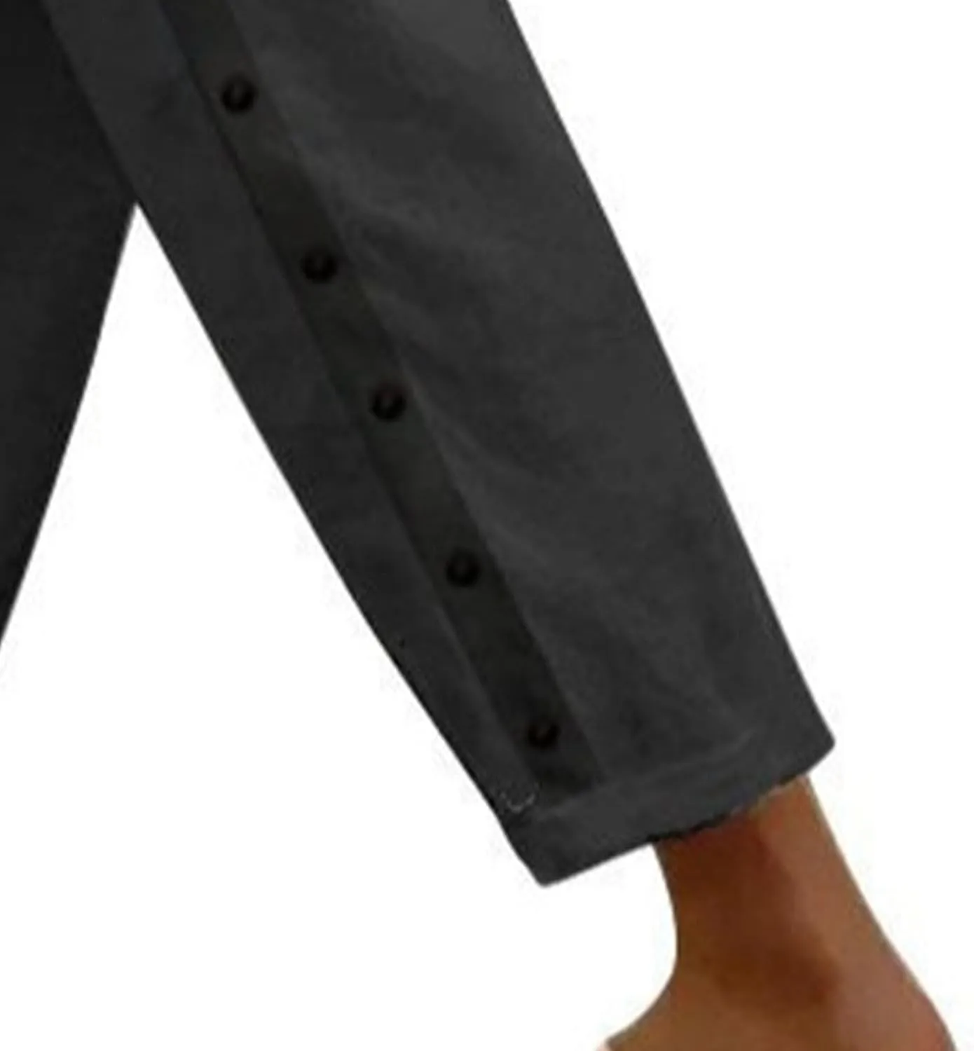 Gauze Pants for Women Casual Summer Striped Side Button Elastic Waist Trendy Pants Straight Leg Baggy Trousers