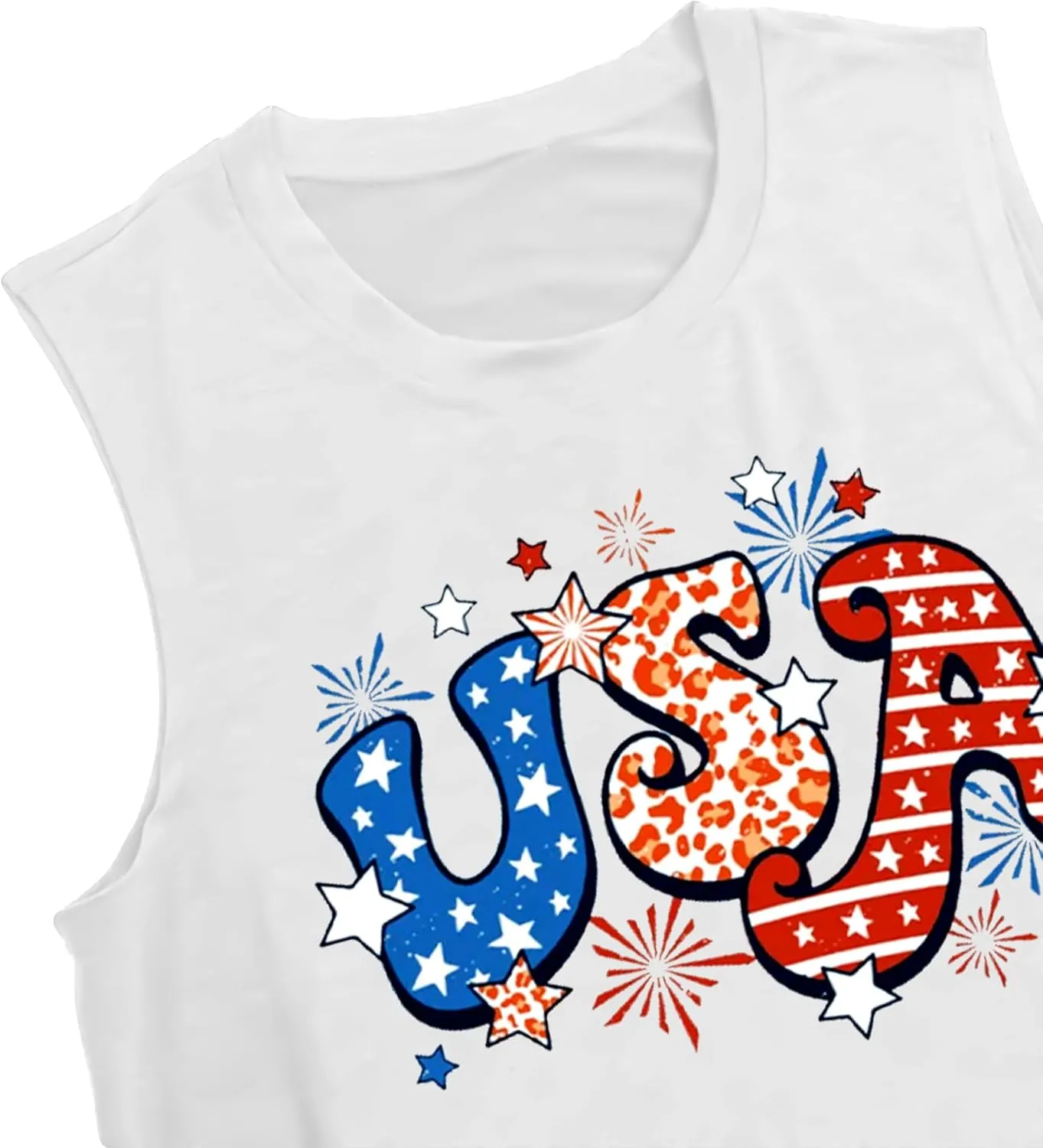 Gnome 4th of July Tank Top Women Patriotic USA Flag Shirt American Flag Sleeveless Tee