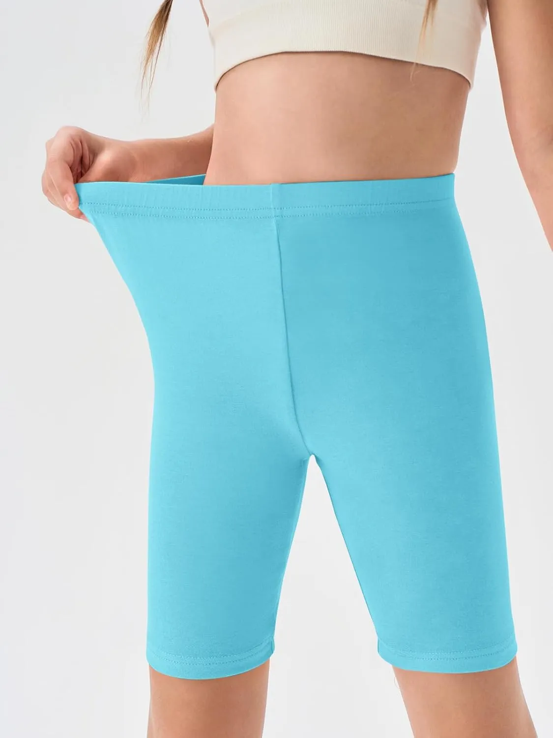 Haloumoning Girls Bike Shorts Kids Athletic Volleyball Shorts Comfy Under Dress Dance Short Leggings 5-14 Years