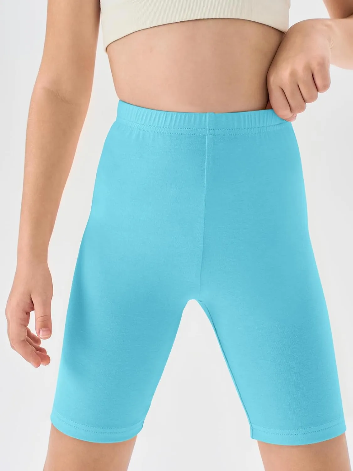 Haloumoning Girls Bike Shorts Kids Athletic Volleyball Shorts Comfy Under Dress Dance Short Leggings 5-14 Years