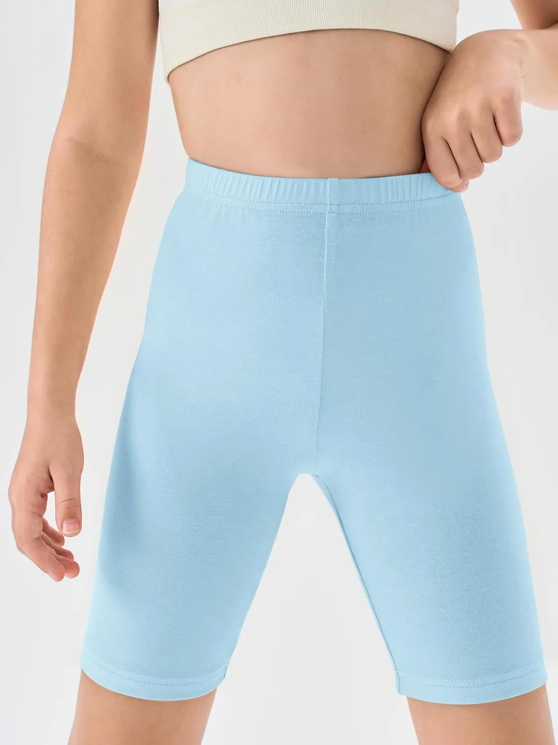Haloumoning Girls Bike Shorts Kids Athletic Volleyball Shorts Comfy Under Dress Dance Short Leggings 5-14 Years
