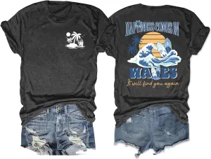 Hawaiian Shirts Womens Beach Tropical Palm Trees Graphic Tshirt Summer Vacation Short Sleeve Tee Tops