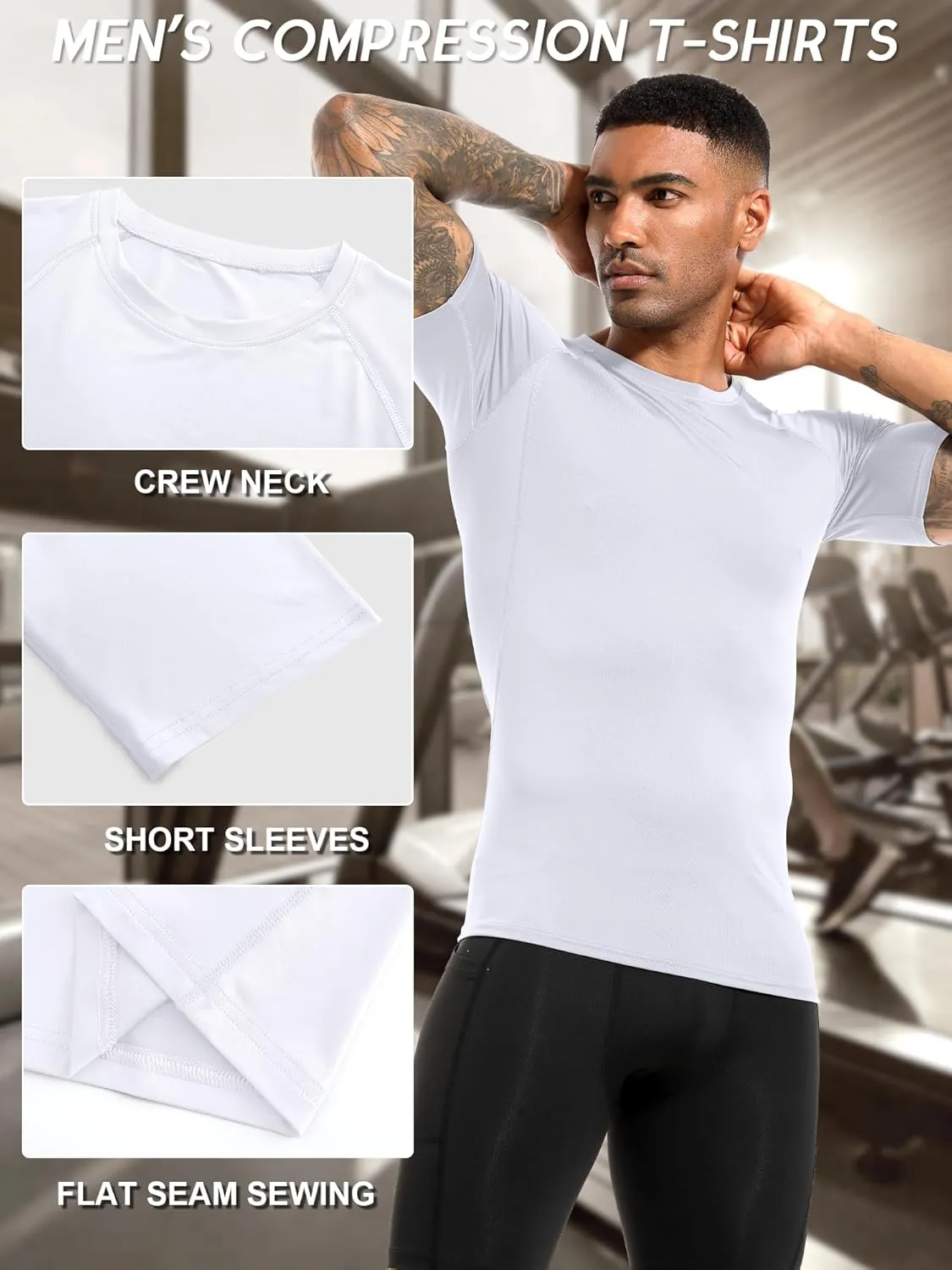 Holure Men's Compression/Loose Fit Tee Short Sleeve Sports Baselayer T-Shirts Cool Dry Tops (Pack of 1 or 3)