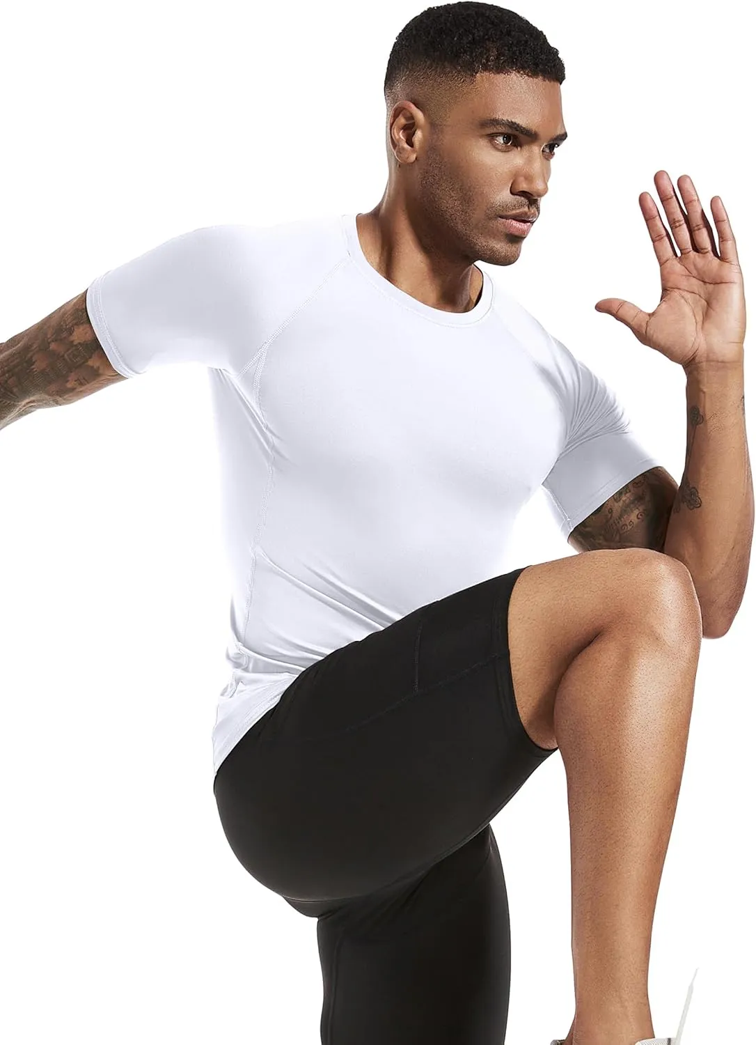 Holure Men's Compression/Loose Fit Tee Short Sleeve Sports Baselayer T-Shirts Cool Dry Tops (Pack of 1 or 3)
