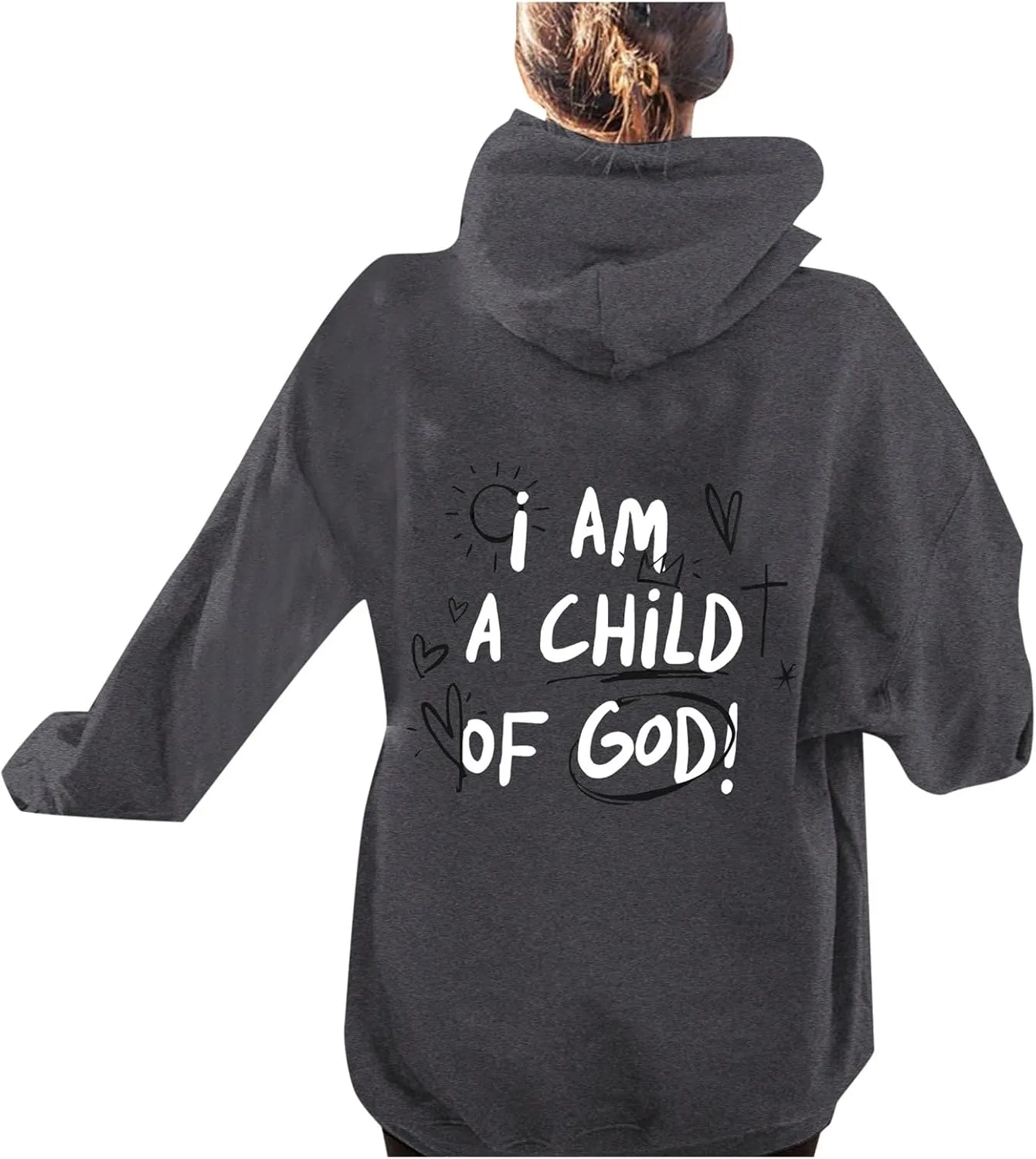 I Am A Child of God Hoodie Christian Sweatshirts for Women Faith Religious God Pullover Long Sleeve Tops with Pocket