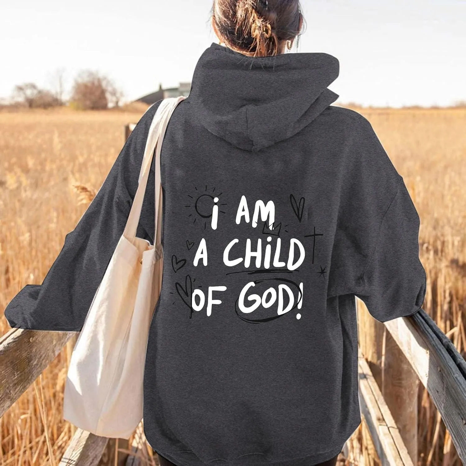 I Am A Child of God Hoodie Christian Sweatshirts for Women Faith Religious God Pullover Long Sleeve Tops with Pocket