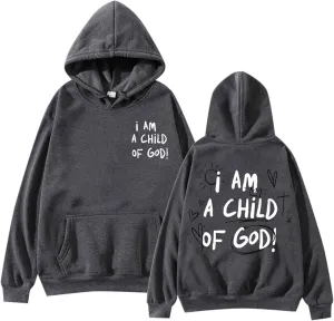 I Am A Child of God Hoodie Christian Sweatshirts for Women Faith Religious God Pullover Long Sleeve Tops with Pocket