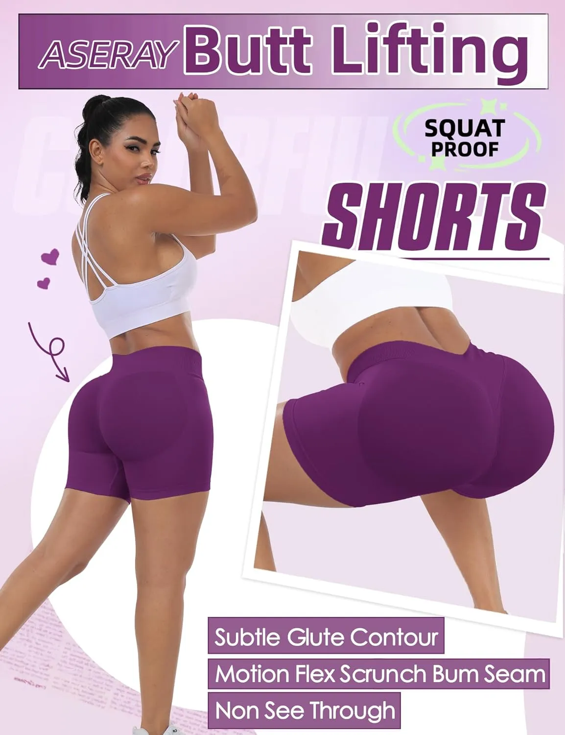 Impact Seamless Gym Workout Shorts Women Scrunch Butt Lifting Biker Yoga Shorts for Women Tummy Control 4.5"