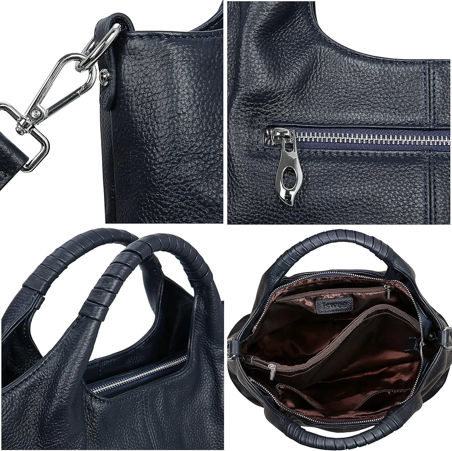 Iswee Genuine Leather Top Handle Purse Satchel Bag Designer Shoulder Bag Tote Ladies Crossbody Bag for Women
