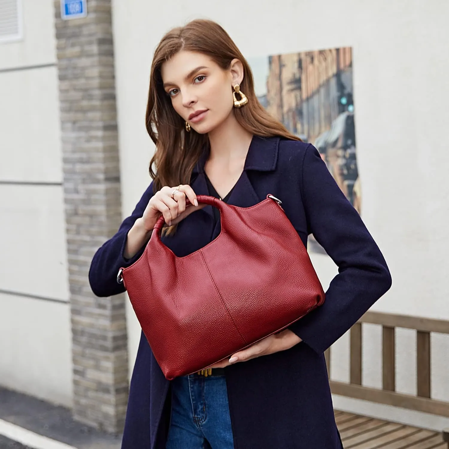 Iswee Genuine Leather Top Handle Purse Satchel Bag Designer Shoulder Bag Tote Ladies Crossbody Bag for Women