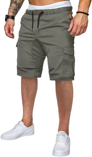 JMIERR Mens Casual Cargo Shorts - Cotton Drawstring Stretch Summer Beach Shorts Twill Chino Short with 6 Pockets