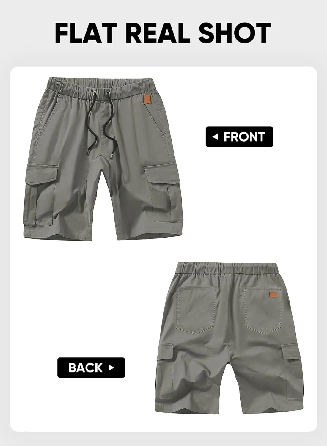 JMIERR Mens Casual Cargo Shorts - Cotton Drawstring Stretch Summer Beach Shorts Twill Chino Short with 6 Pockets