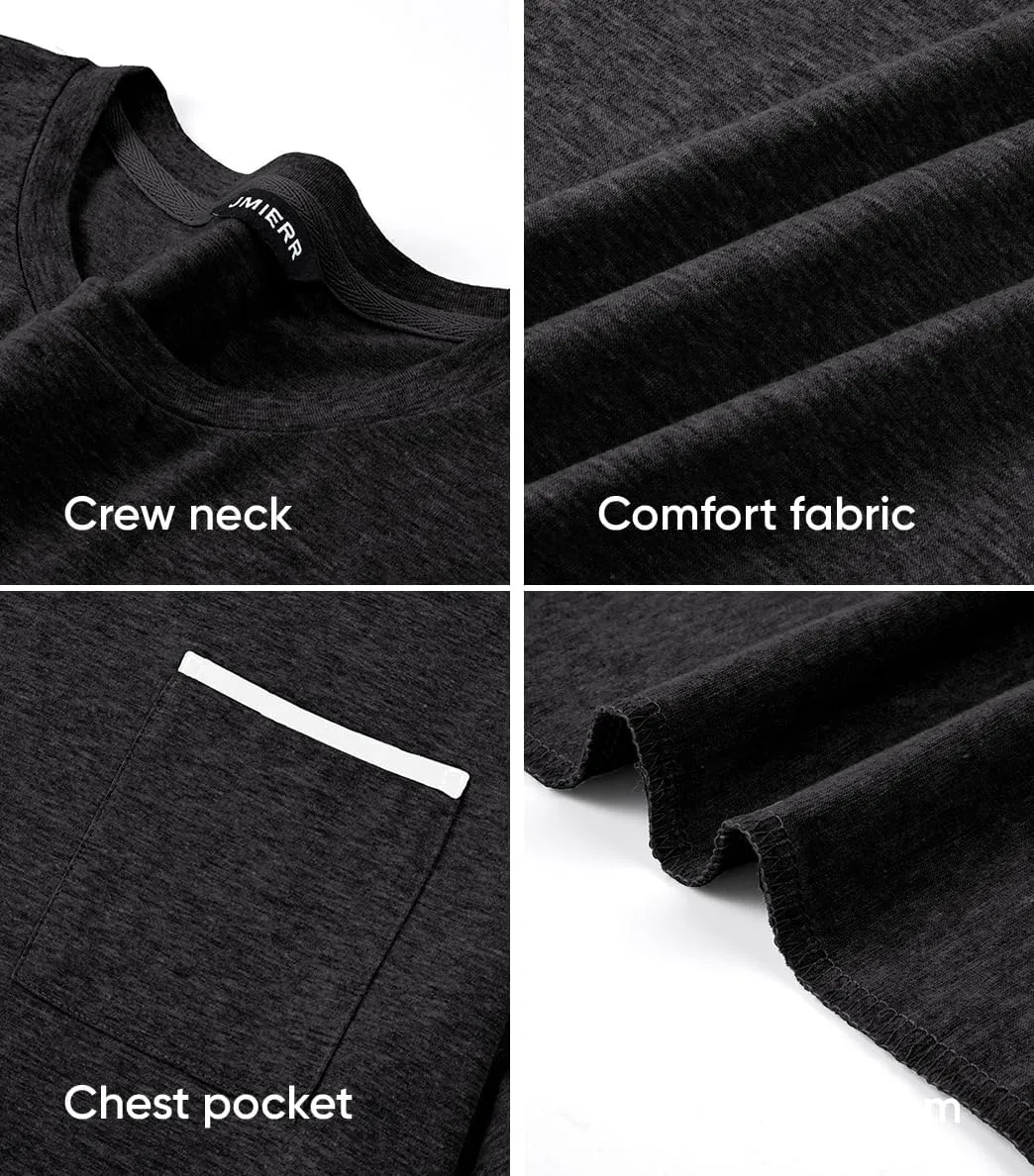 JMIERR Mens T-Shirt Cotton Crewneck Basic Tee Casual Short Sleeve Shirts Active Quick Dry 3 Pack Tops with Pocket