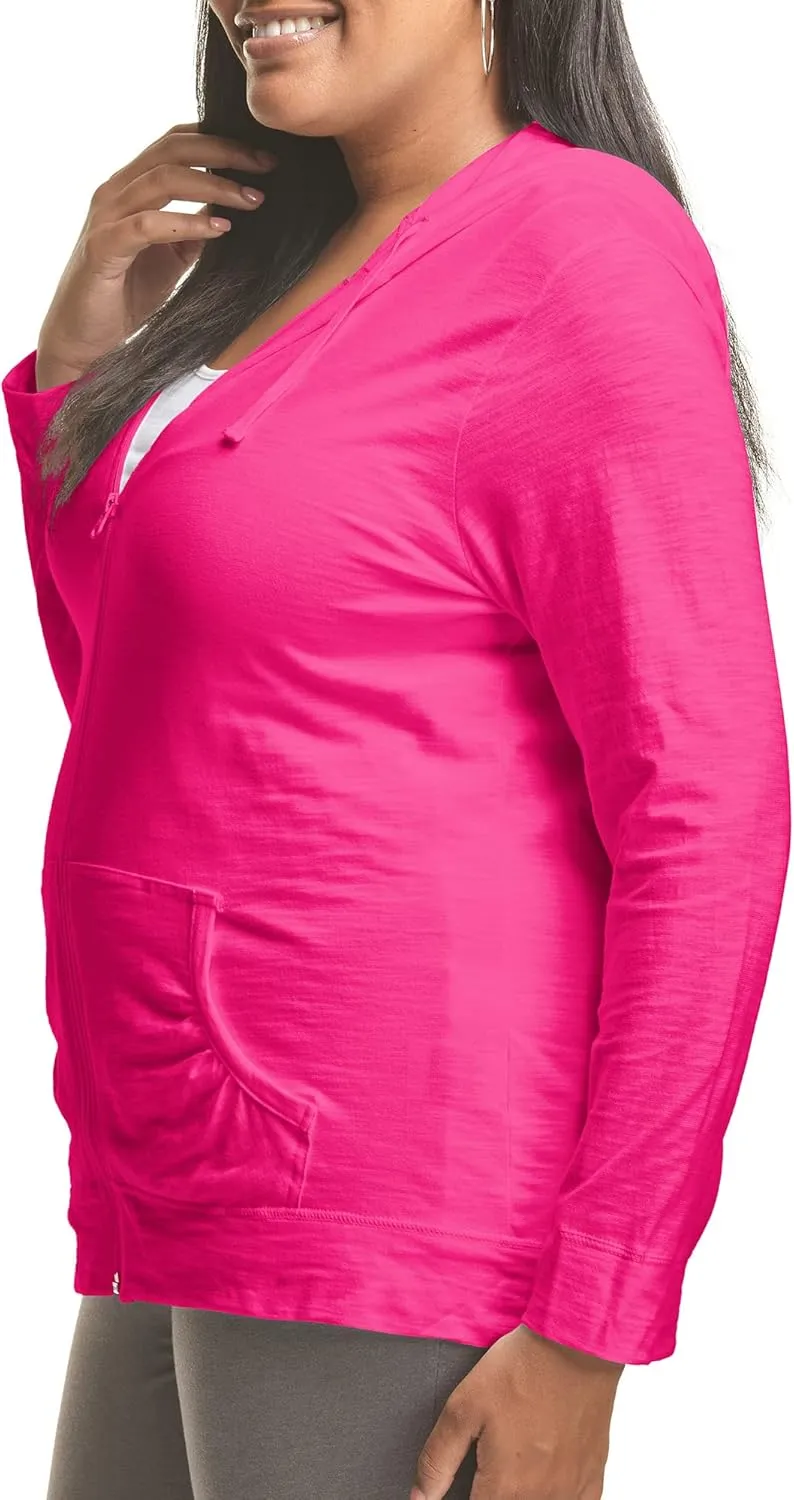 Just My Size Women's Full Zip Slub Hoodie Plus Size