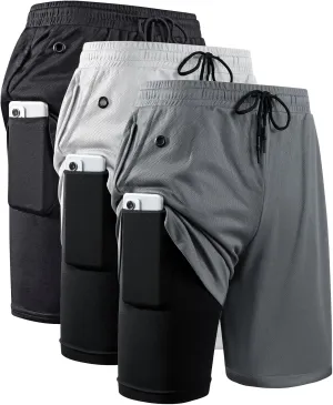 JWJ Men's 2 in 1 Workout Running Shorts 7 Inch Lightweight Athletic Gym Shorts with Compression Liner