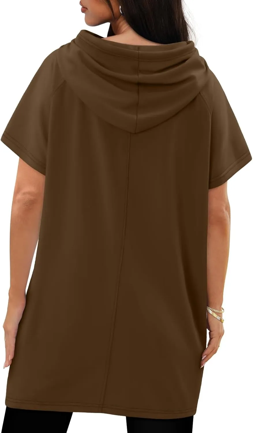 KISSMODA Long Shirts for Women Plus Size Summer Dresses 2025 Pullover Hoodies Short Sleeve Tunic Tops With Pockets
