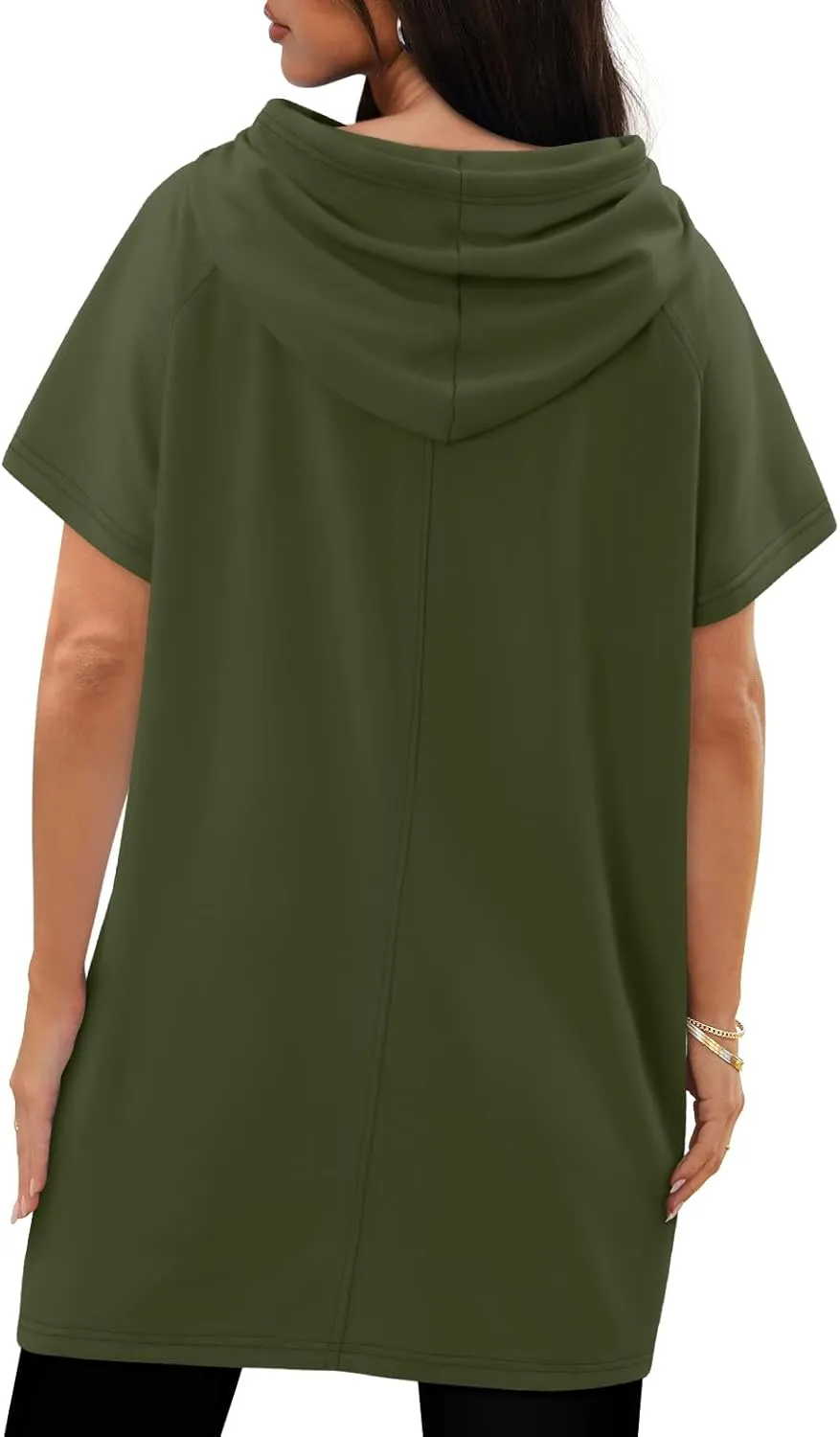 KISSMODA Long Shirts for Women Plus Size Summer Dresses 2025 Pullover Hoodies Short Sleeve Tunic Tops With Pockets