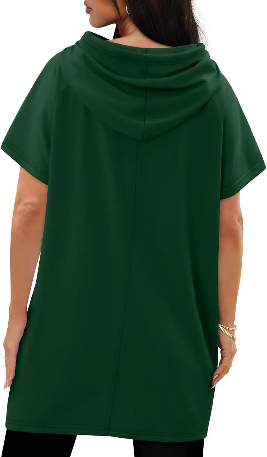 KISSMODA Long Shirts for Women Plus Size Summer Dresses 2025 Pullover Hoodies Short Sleeve Tunic Tops With Pockets
