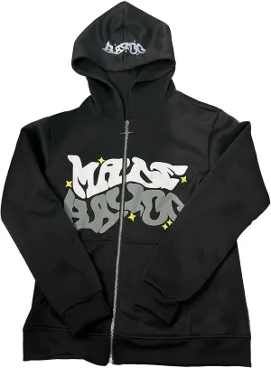 KOSUSANILL Y2k Hoodie Full Zip Up Women Oversized Graphic Goth Sweatshirt Teen Girls Harajuku Grunge Over Face Sweater Jacket