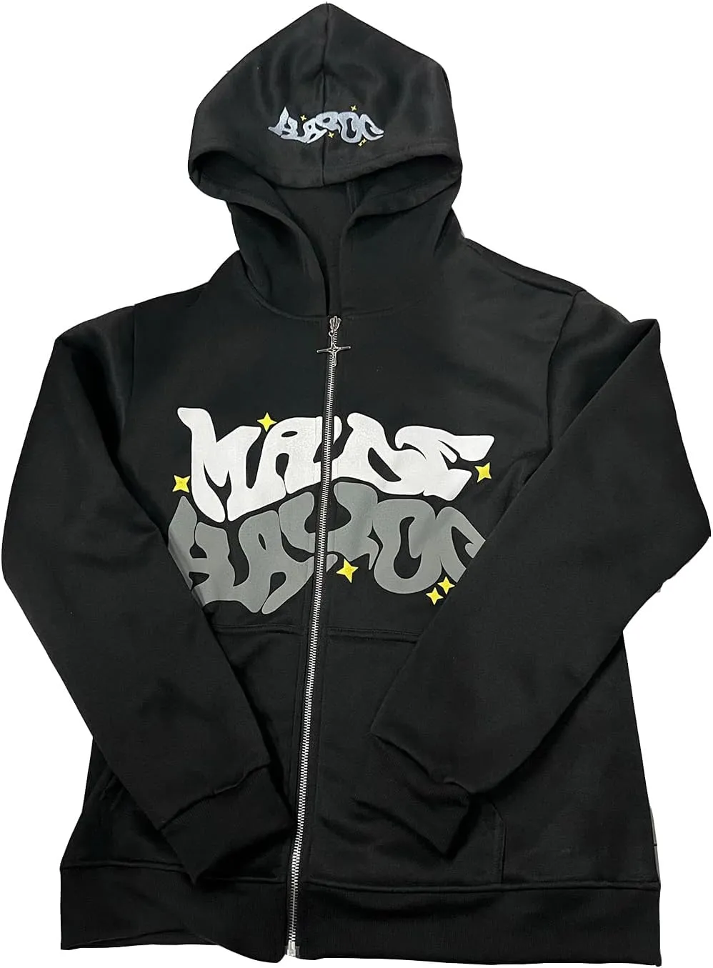 KOSUSANILL Y2k Hoodie Full Zip Up Women Oversized Graphic Goth Sweatshirt Teen Girls Harajuku Grunge Over Face Sweater Jacket