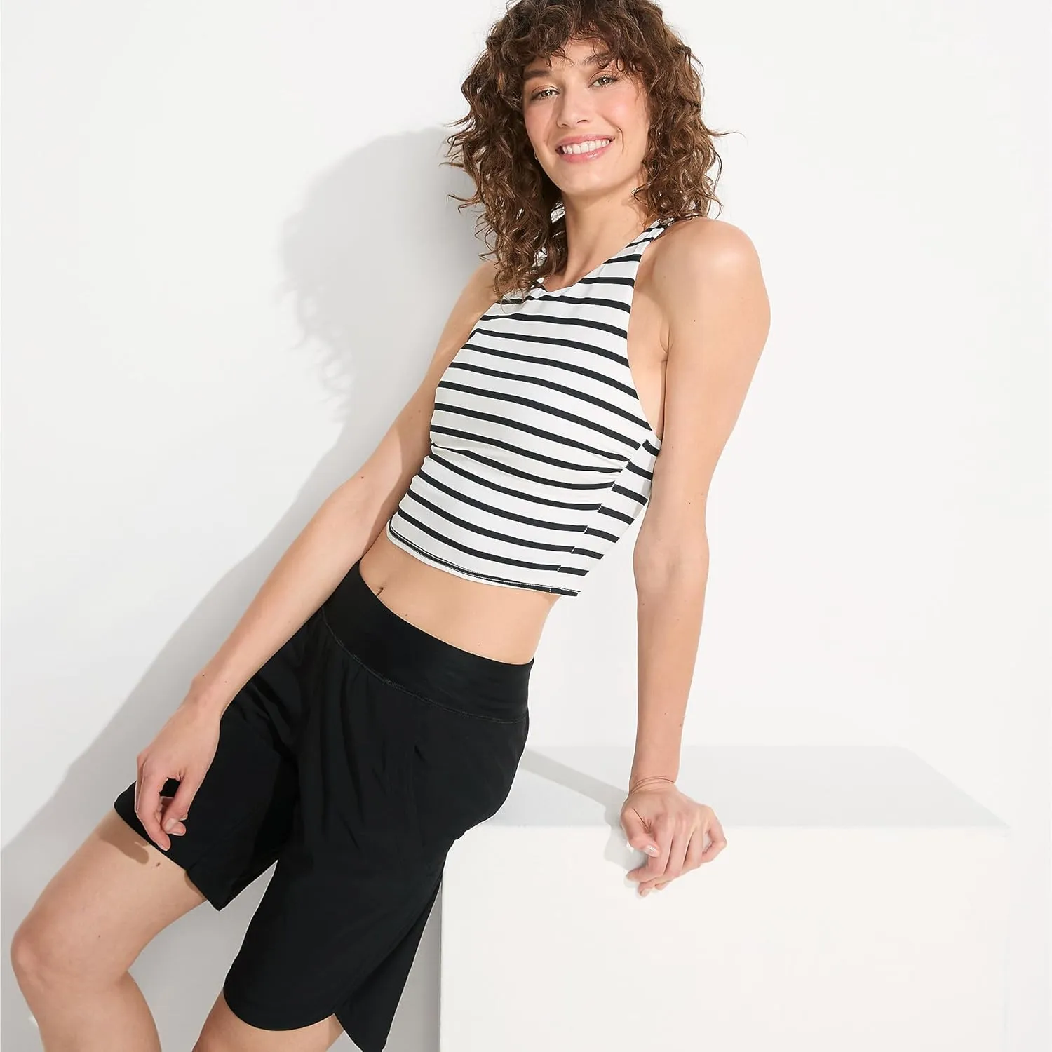 Lands' End Women's 9" Quick Dry Elastic Waist Modest Board Shorts Swim Cover-up Shorts with Panty