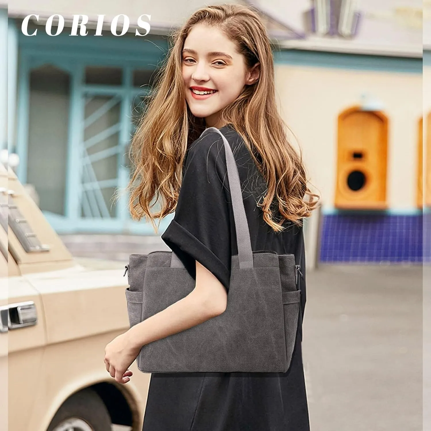 Large Capacity Bags for Shopping Work Travel Women Shoulder Crossbody Canvas Handbag Top Handle Casual Messenger