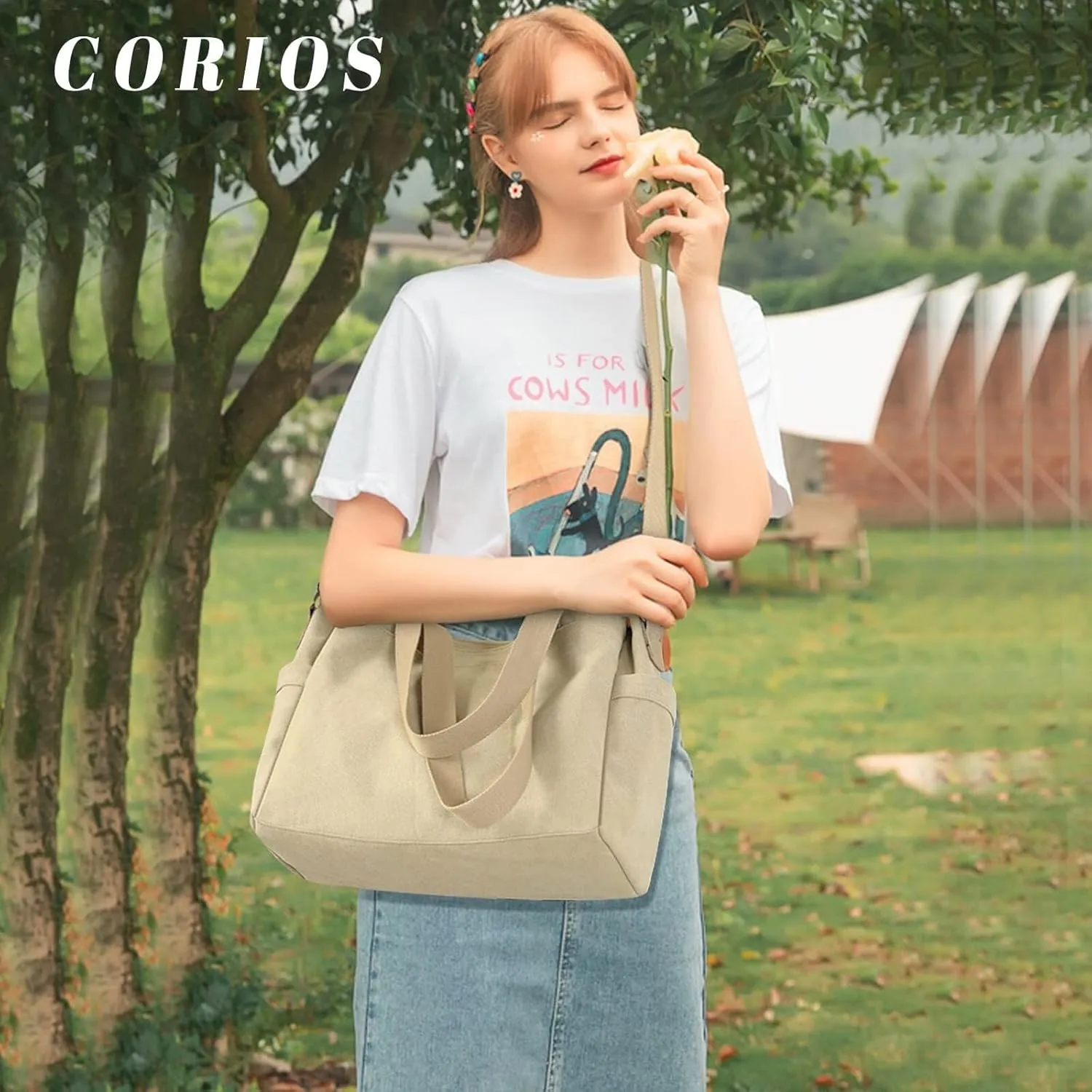 Large Capacity Bags for Shopping Work Travel Women Shoulder Crossbody Canvas Handbag Top Handle Casual Messenger