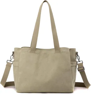 Large Capacity Bags for Shopping Work Travel Women Shoulder Crossbody Canvas Handbag Top Handle Casual Messenger