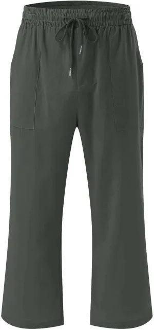 Lightweight Linen Pants Women Linen Pant Drawstring Elastic Trousers Comfy Straight Leg Linen Blend Pants Linen Outfit