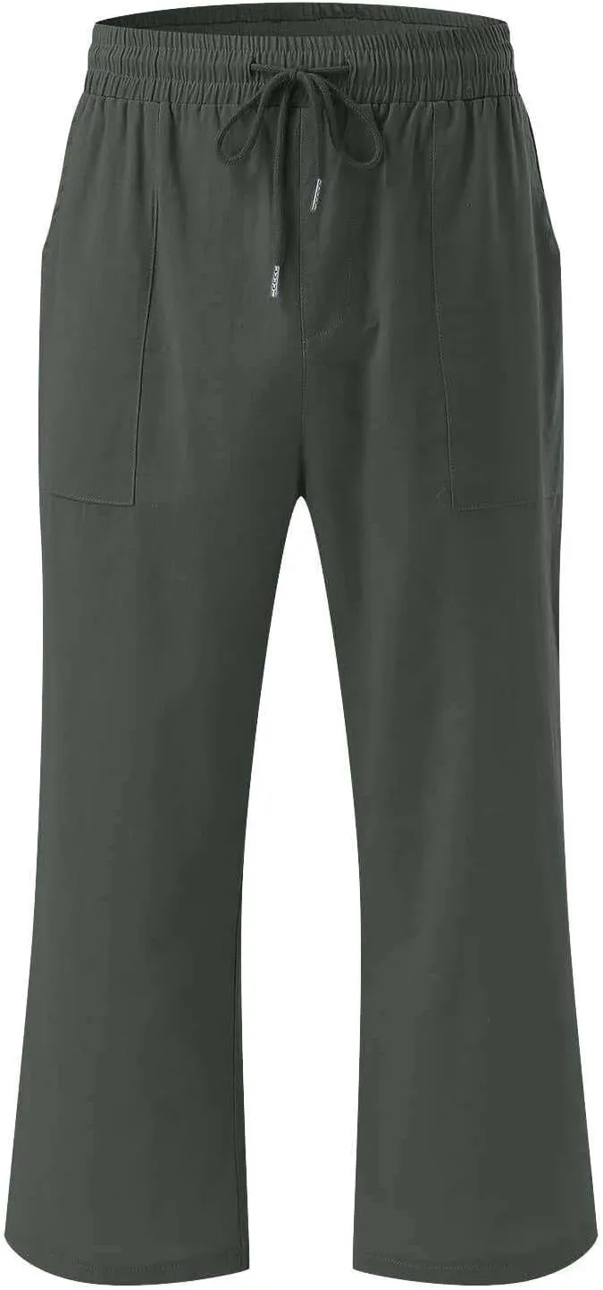 Lightweight Linen Pants Women Linen Pant Drawstring Elastic Trousers Comfy Straight Leg Linen Blend Pants Linen Outfit