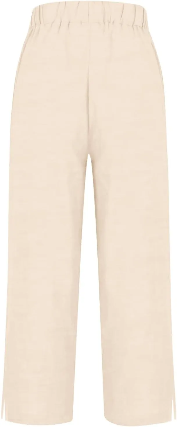 Linen Pants for Women Petite Elastic Trousers Cotton Casual Loose Linen Beach Pants Summer Vacatio Outfit