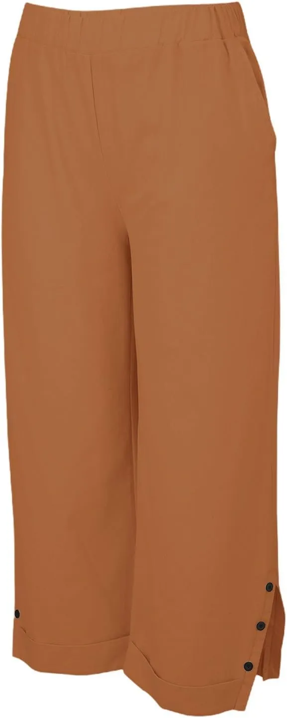 Linen Pants for Women Petite Elastic Trousers Cotton Casual Loose Linen Beach Pants Summer Vacatio Outfit