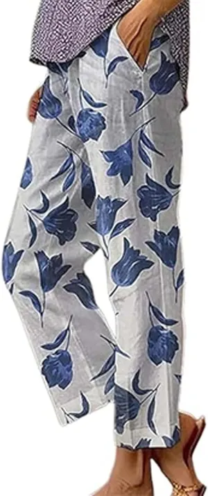 Linen Pants High Waist Button Fly Design Wide Leg Casual Palazzo Trousers with Pockets Trend 2025